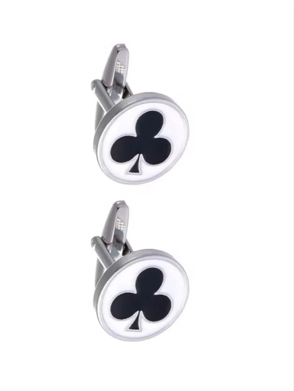 Club Suit Cufflinks Black Clover Playing Card Casino Gambling Formal Accessory